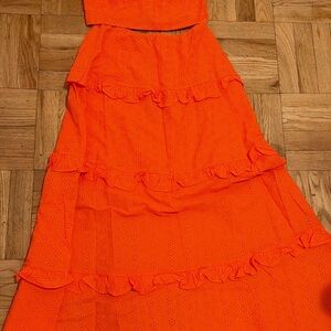 Beulah Bright Orange Tiered Maxi Dress